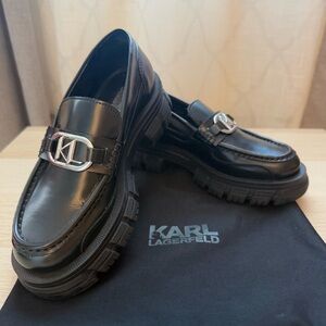 Karl Lagerfeld Black Leather Loafers